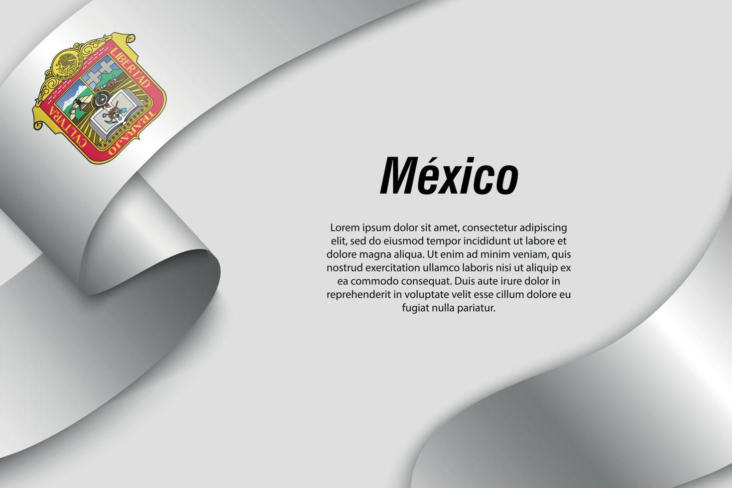 Waving ribbon or banner with flag State of Mexico vector