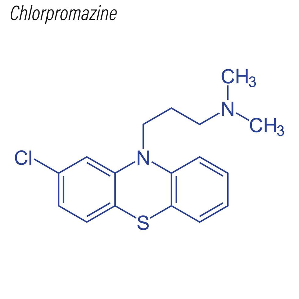 Vector Skeletal formula of Chlorpromazine.