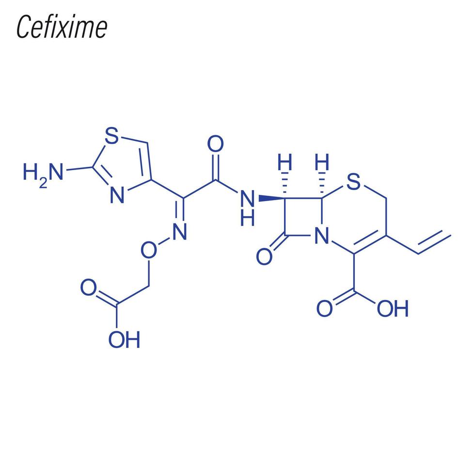Vector Skeletal formula of Cefixime.