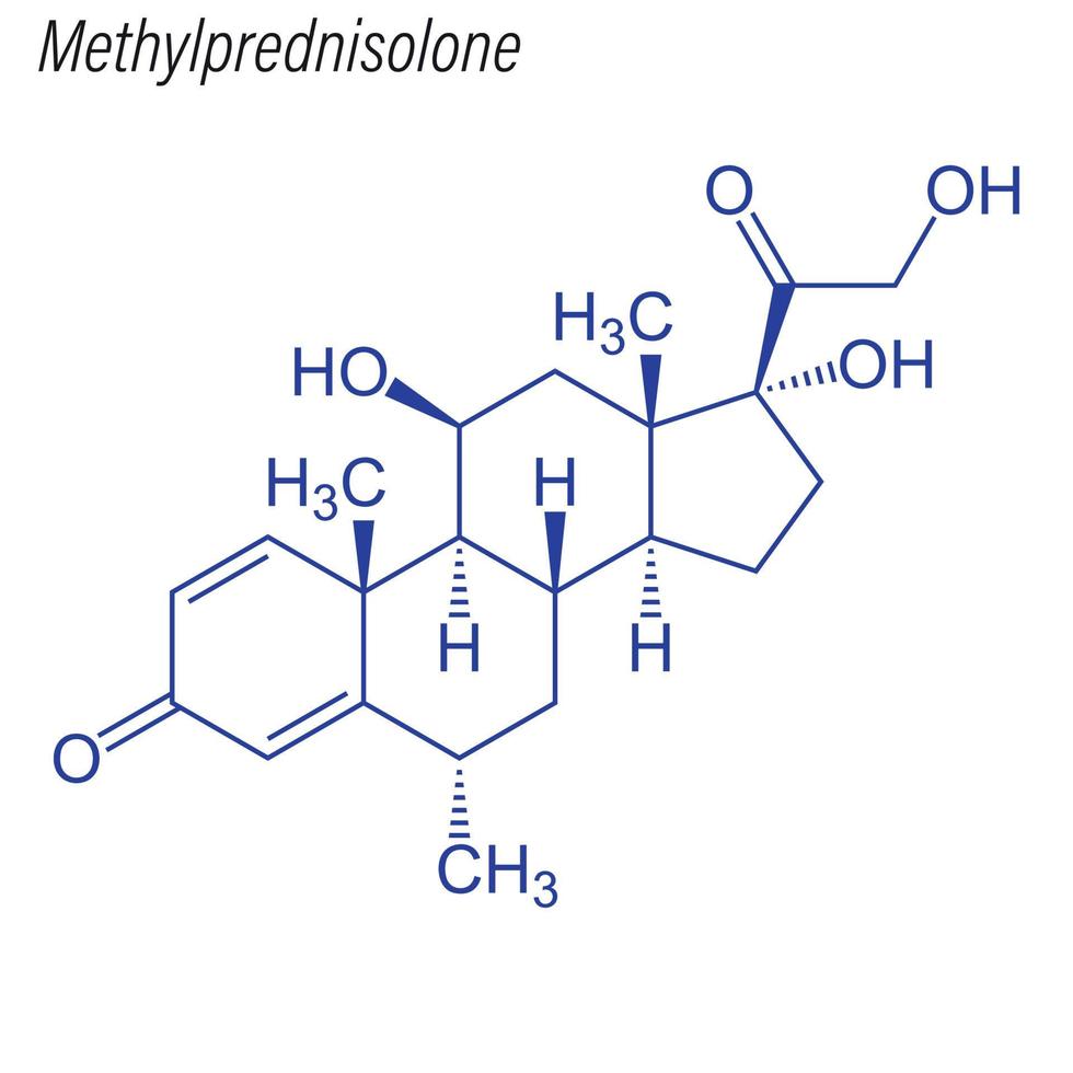 Vector Skeletal formula of Methylprednisolone.