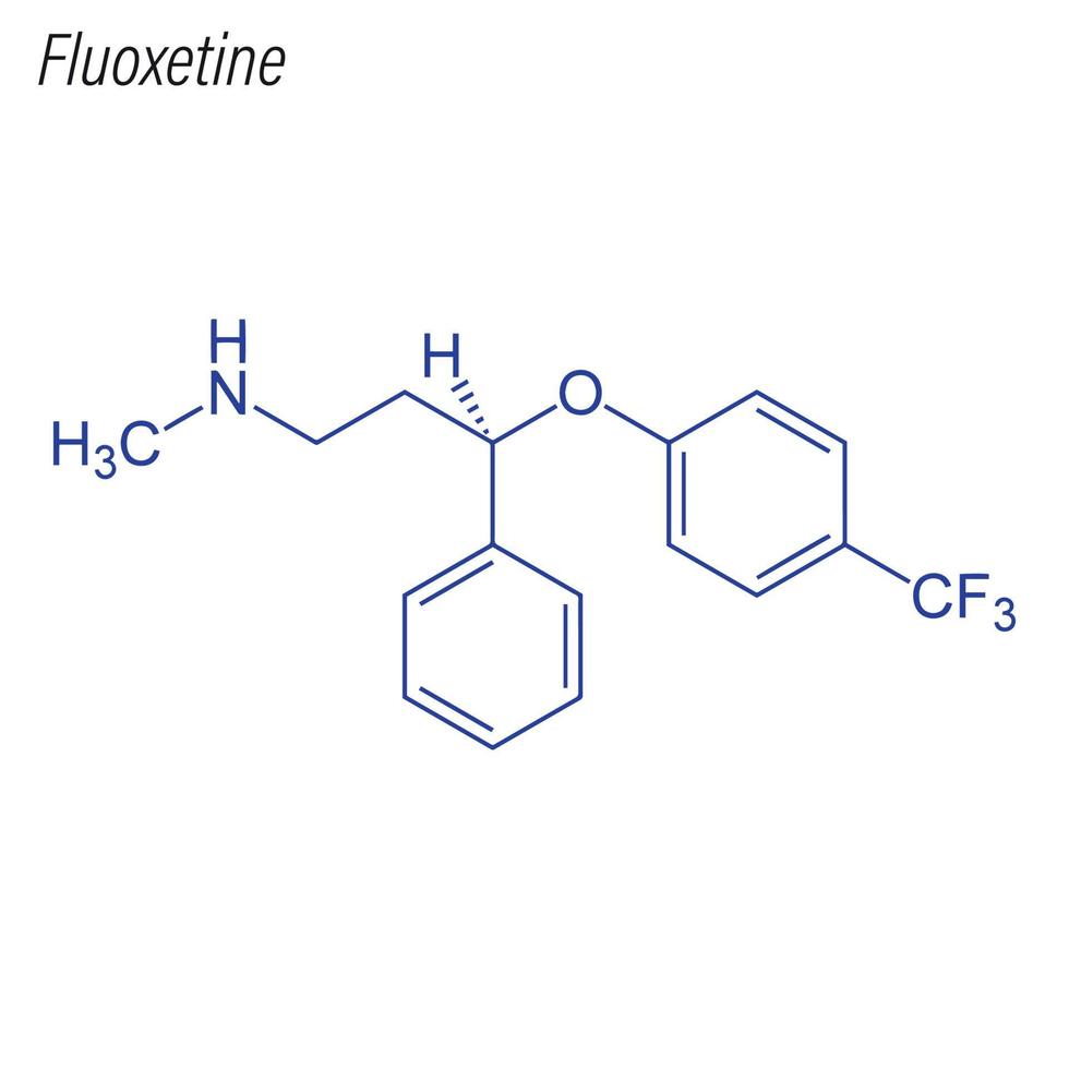 Vector Skeletal formula of Fluoxetine.