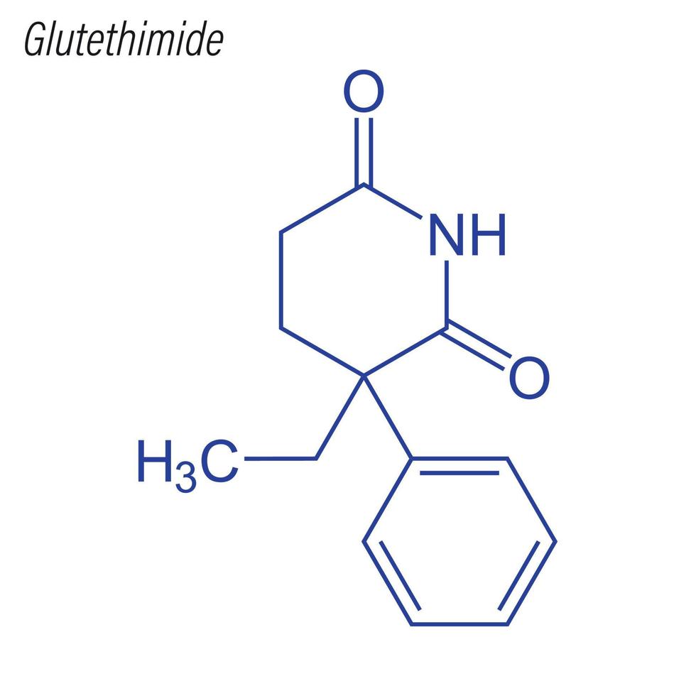 Vector Skeletal formula of Glutethimide.