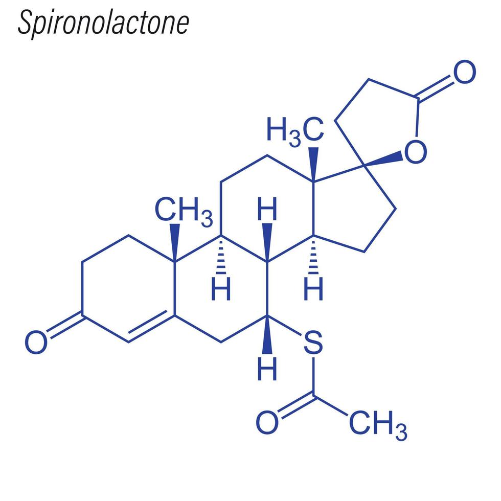 Vector Skeletal formula of Spironolactone. Drug chemical molecul