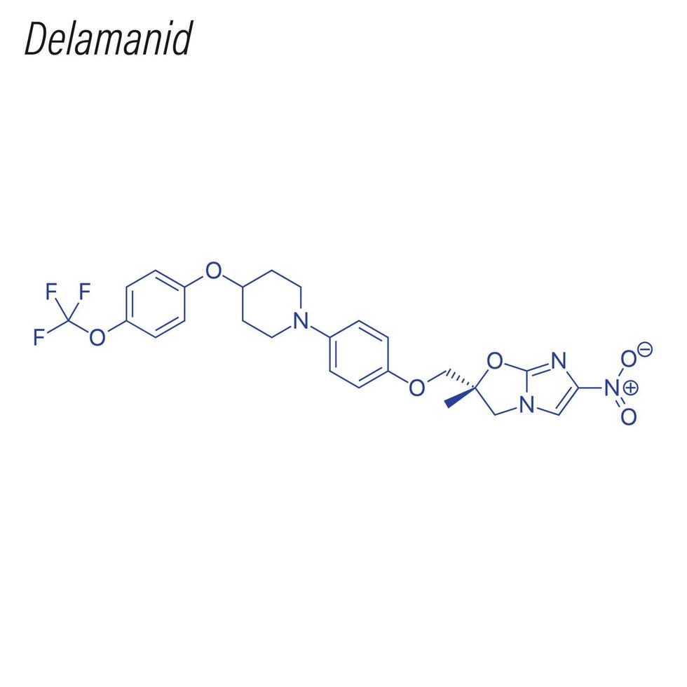 Vector Skeletal formula of Delamanid.