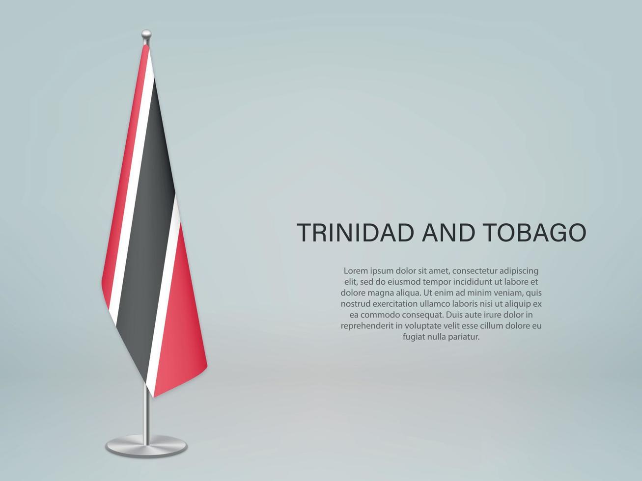Trinidad and Tobago hanging flag on stand. vector