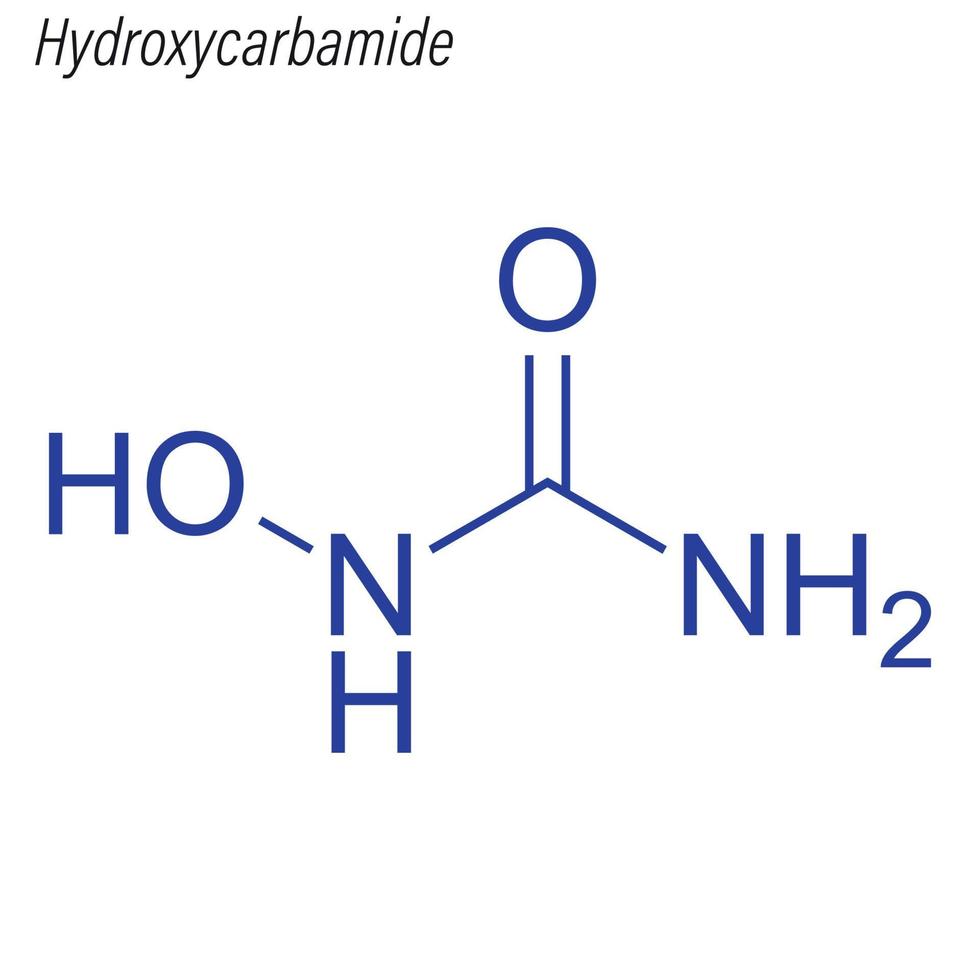 Vector Skeletal formula of Hydroxycarbamide.