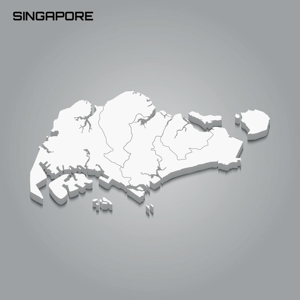 Mapa 3D con fronteras de regiones. vector