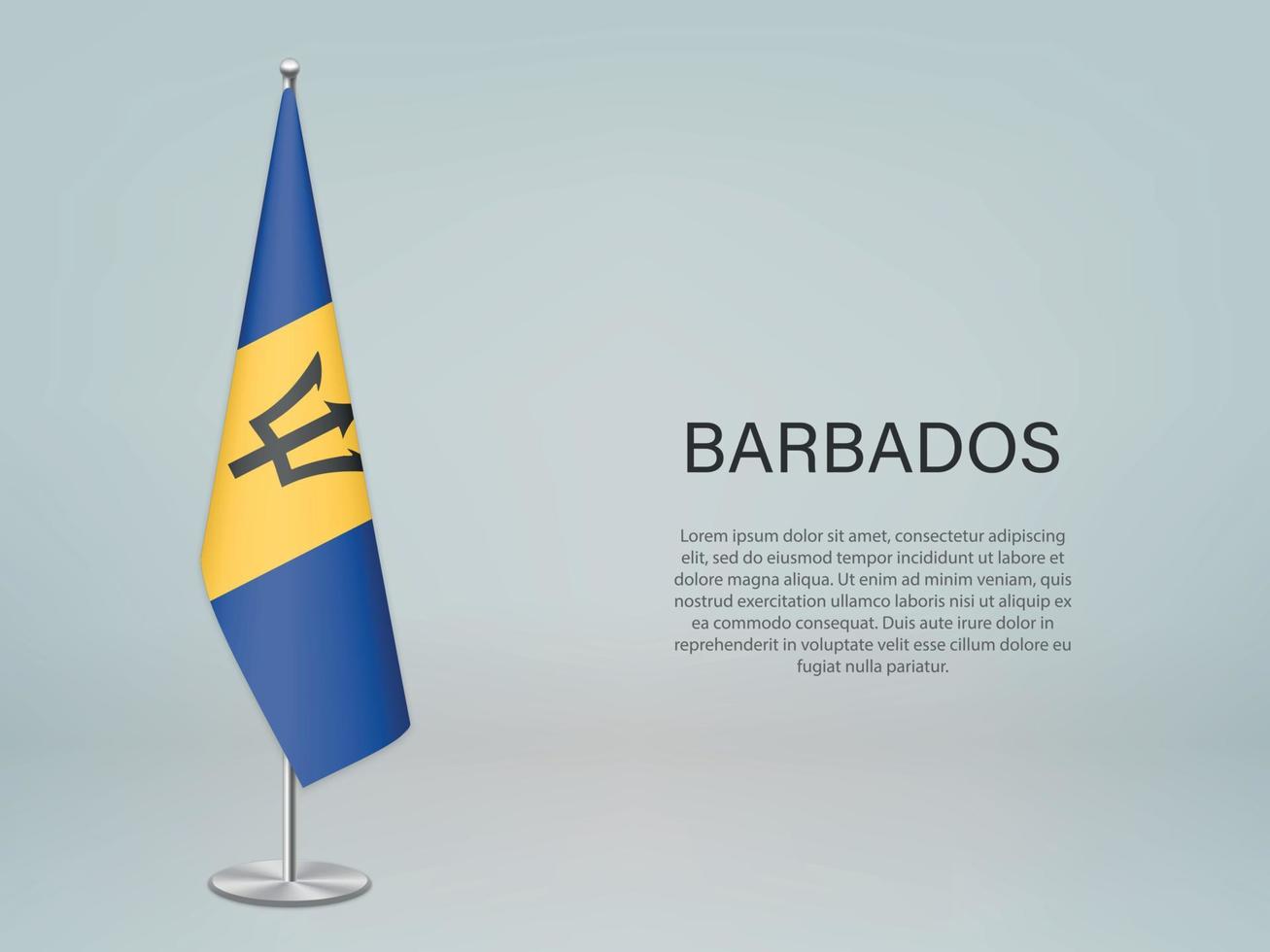 Barbados hanging flag on stand. vector