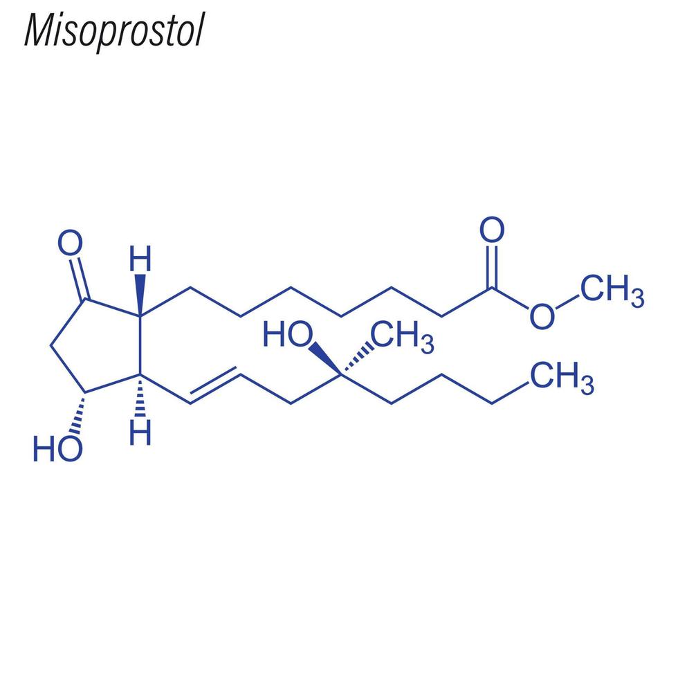 Vector Skeletal formula of Misoprostol.