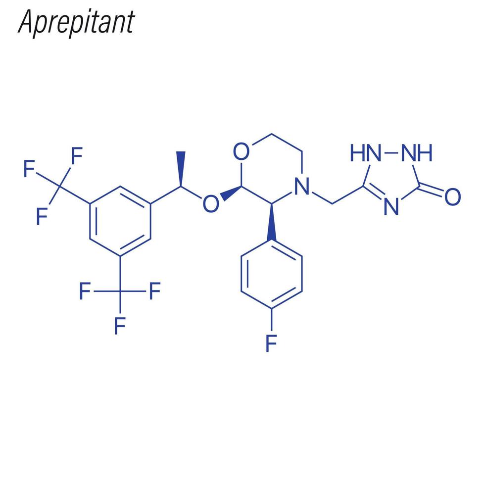 Vector Skeletal formula of Aprepitant.
