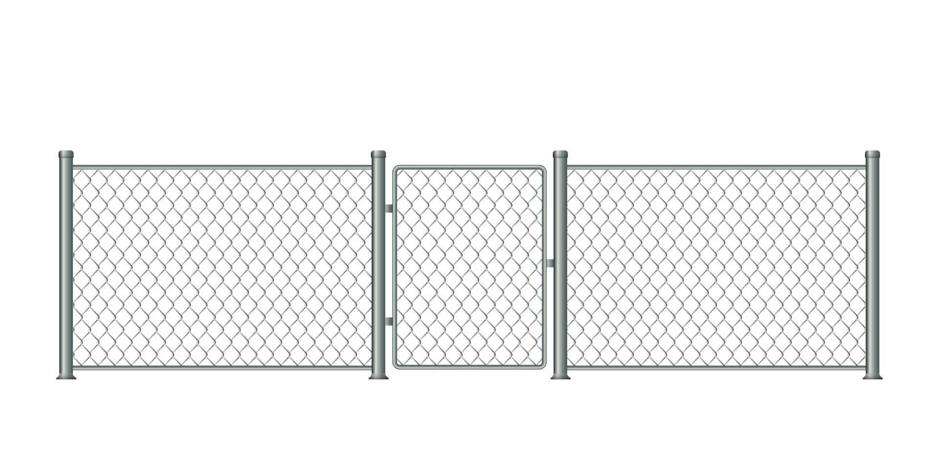 Realistic metal chain link fence vector