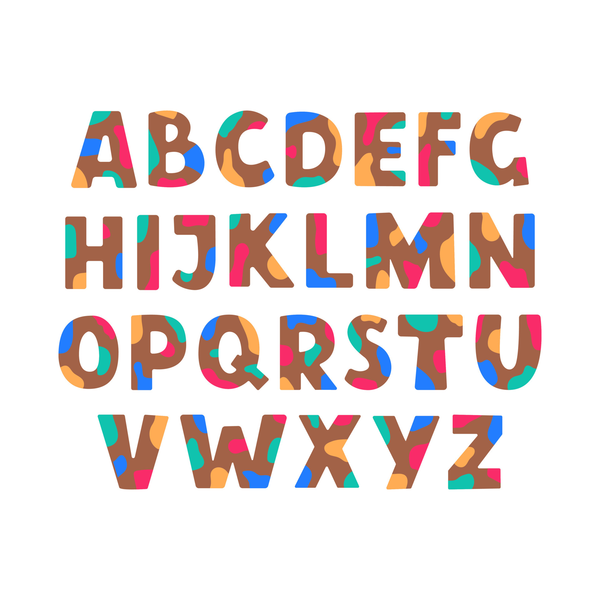 Colorful abstract abs alphabet with multicolored spots isolated on ...