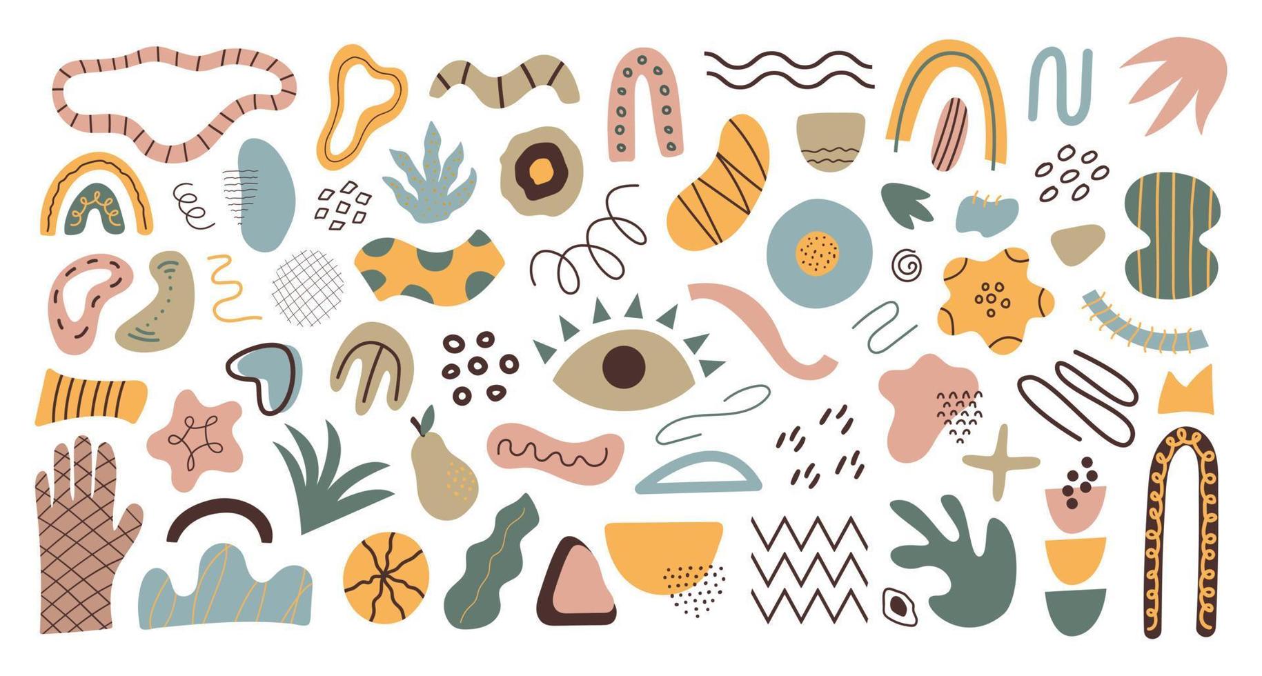Vector set of abstract geometric shapes .Trendy organic and minimalistic design for banner, cover, wallpaper, stories background decoration. Horizontal background