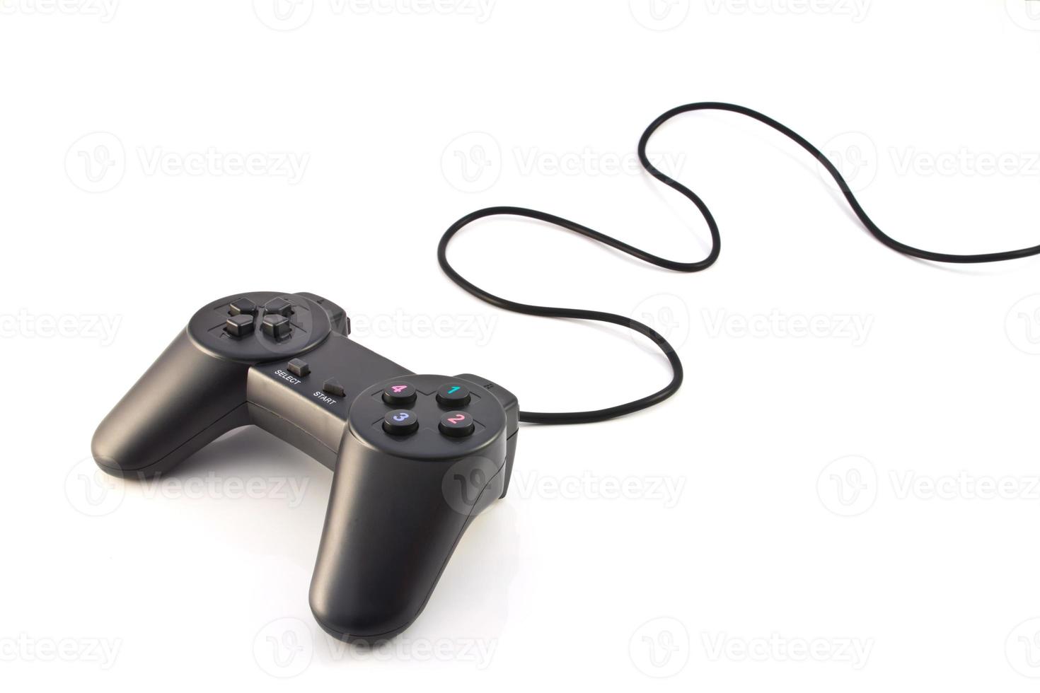 black game controller isolated on white background photo