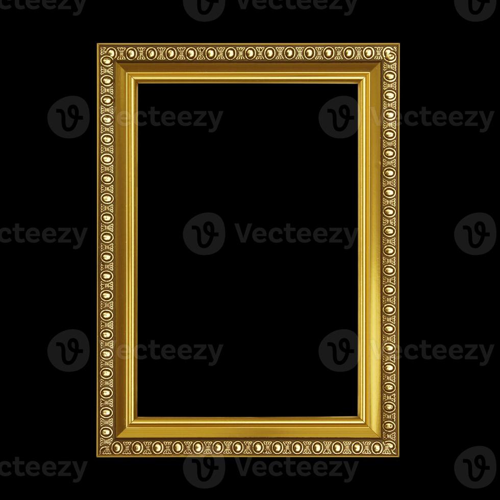 Gold  frame isolated on black background photo