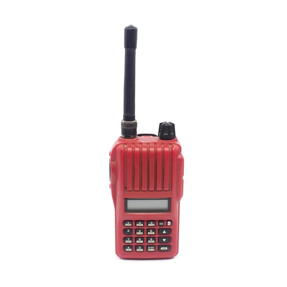 Red radio communication on white background photo