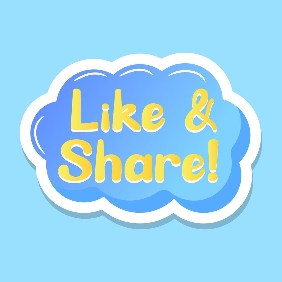 A like and share flat sticker vector