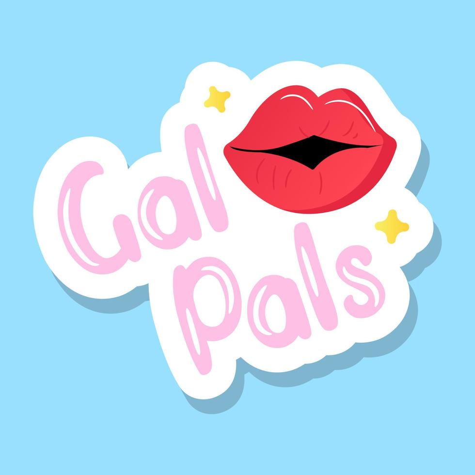 A romantic love gal pals sticker with lips feature vector