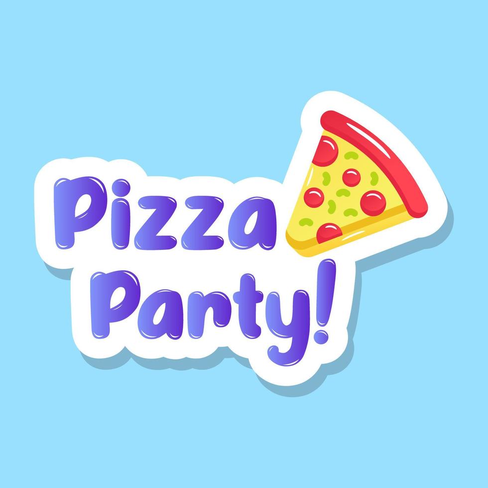 Flat sticker denoting pizza party vector