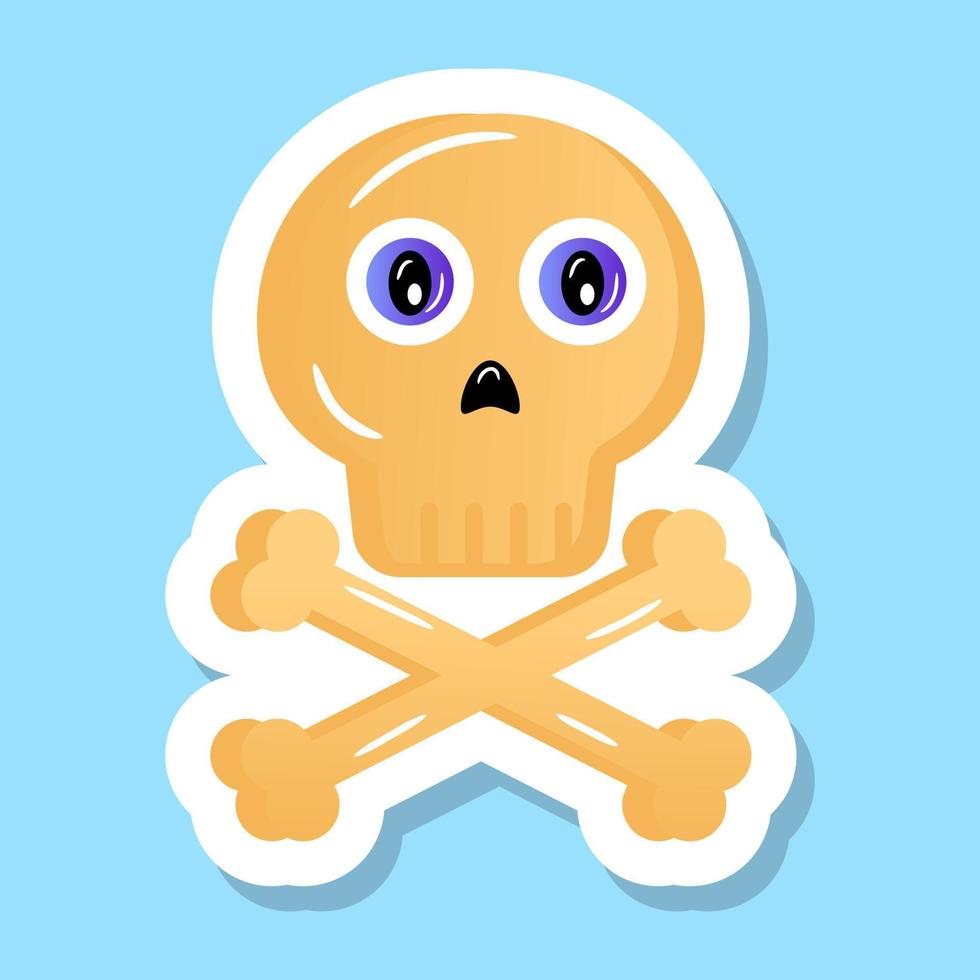 Crossbones flat sticker style, danger symbol in editable style vector