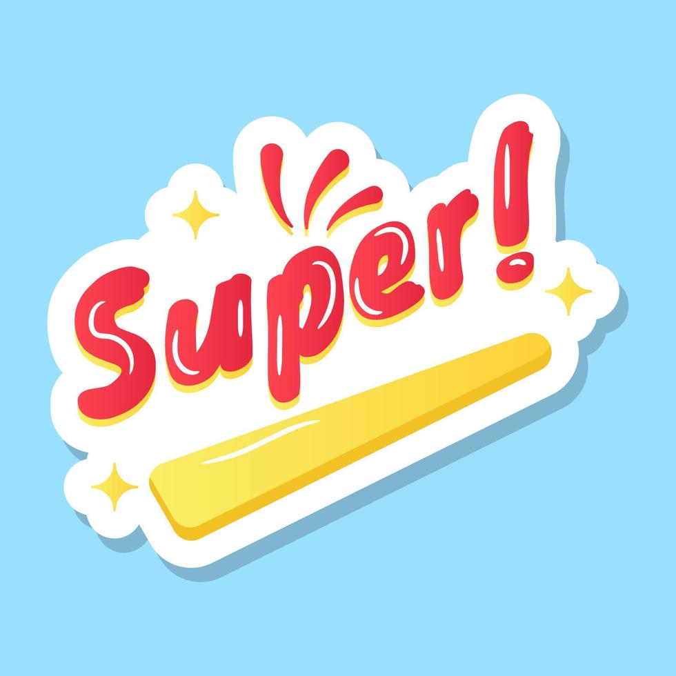 Flat vector of sticker with super text