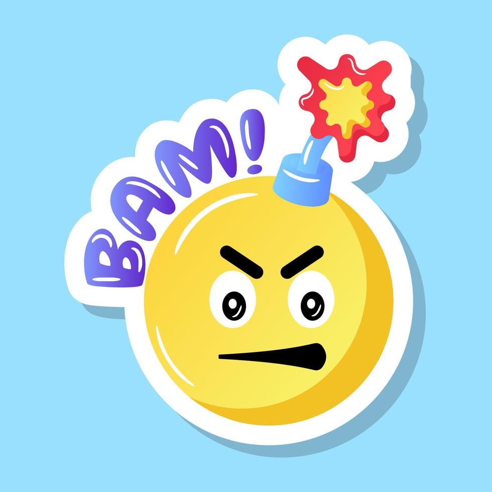 A bam emoji with flat sticker design vector