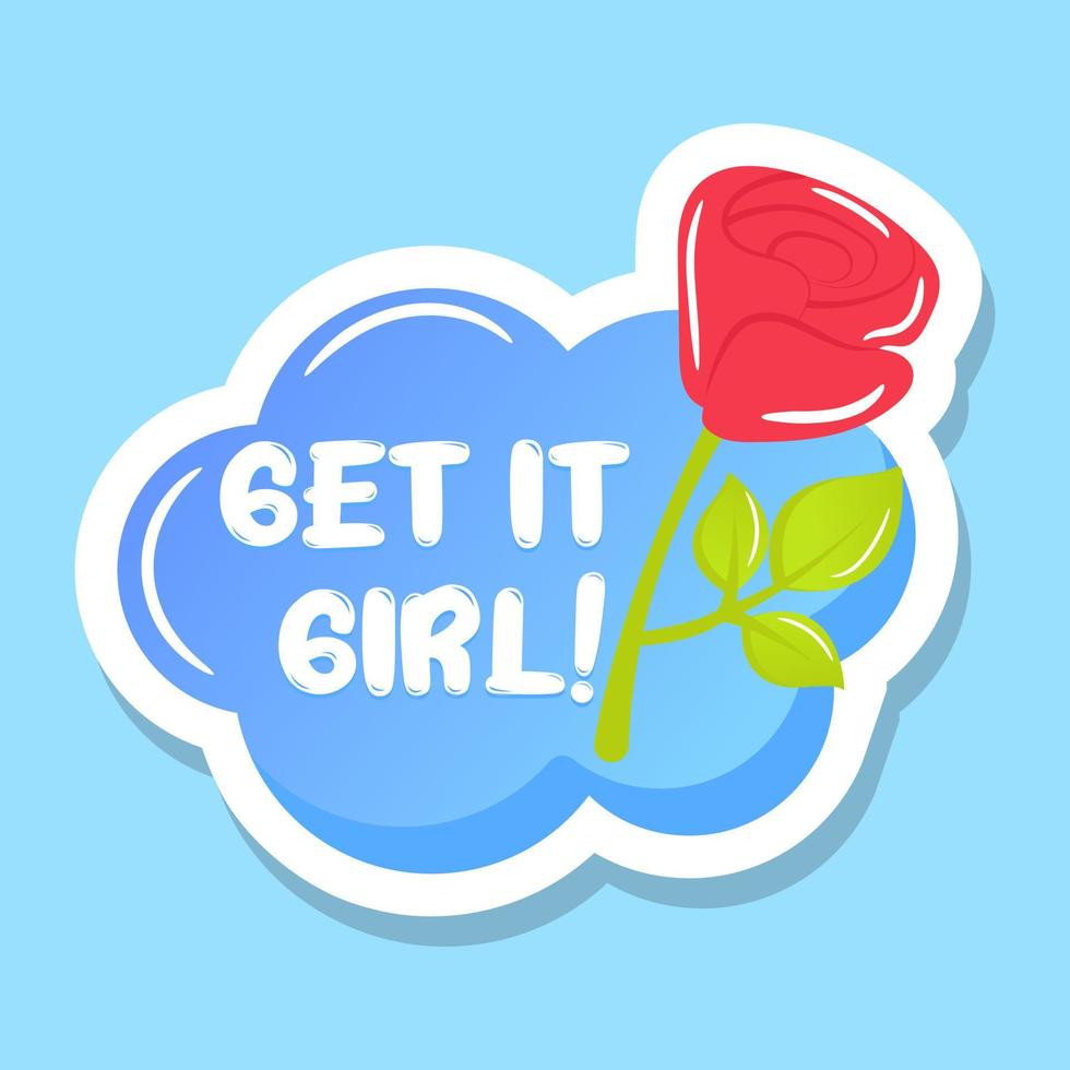 A valentine rose, romance filled sticker vector