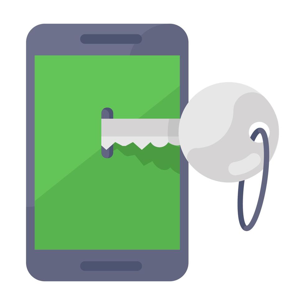 Keyhole inside smartphone, flat icon of mobile key 6741668 Vector Art at Vecteezy
