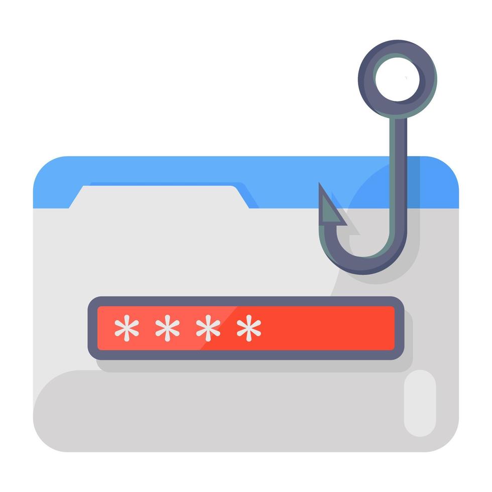 Trendy design of phishing attack icon, cybercrime concept vector