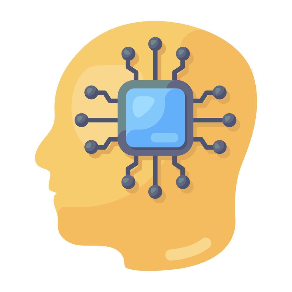 A brain processor, concept of artificial intelligence icon vector