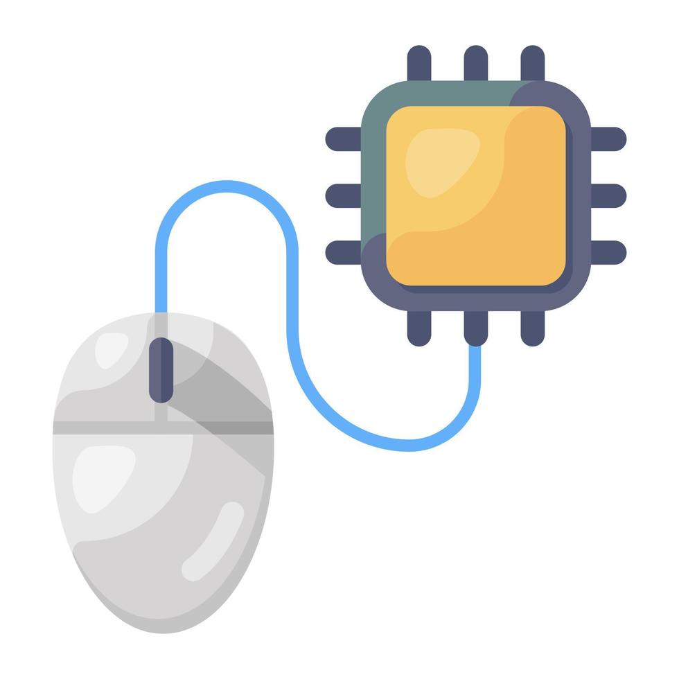 Processor chip icon, flat vector design of online technology