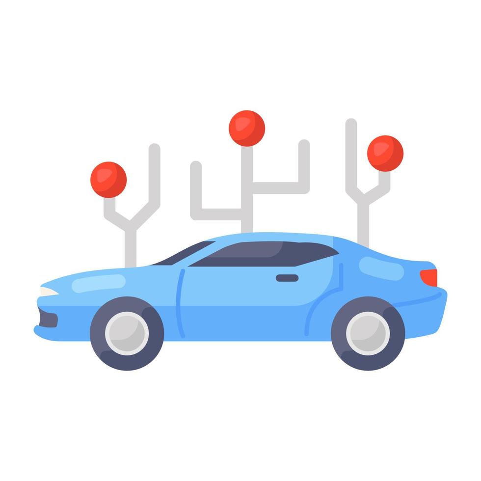 Flat icon of futuristic car style, ai automobile technology concept vector