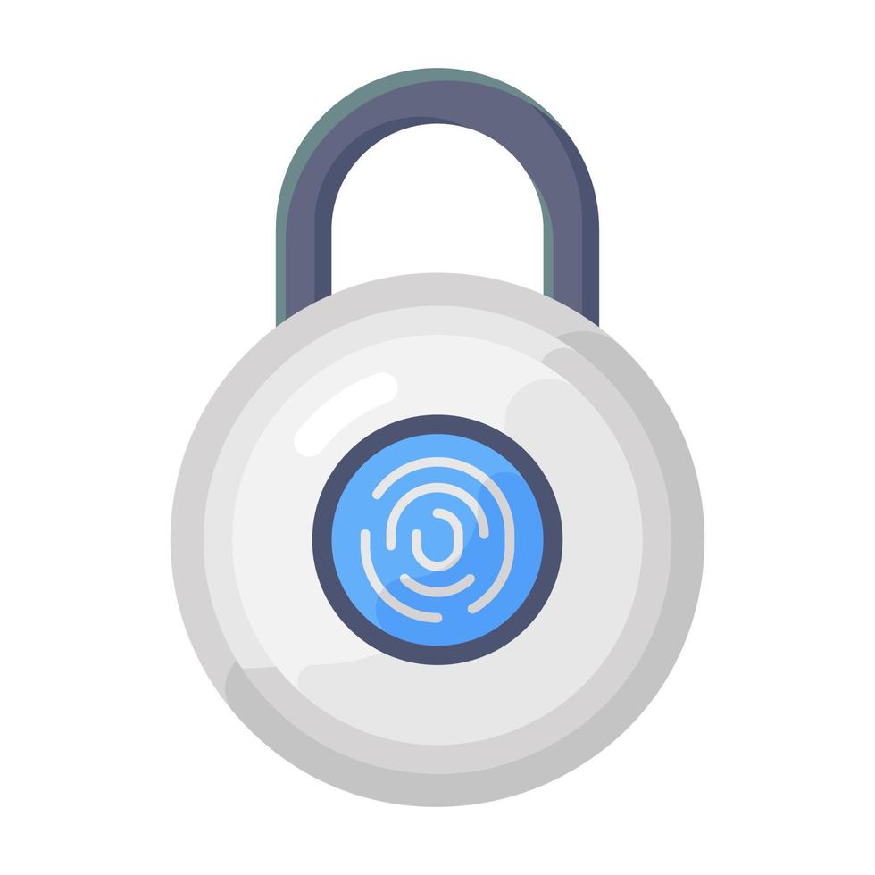 Flat icon of fingerprint lock, biometry editable vector