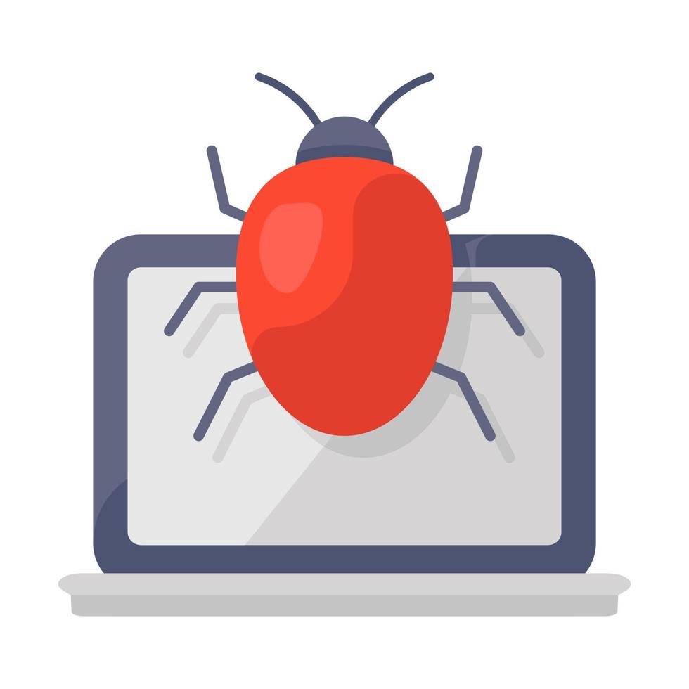 An icon design of laptop virus, flat vector style