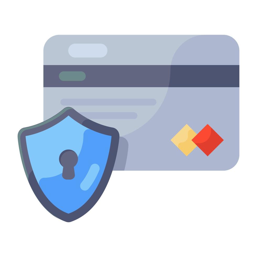 Bankard with shield showing concept of credit card security icon vector
