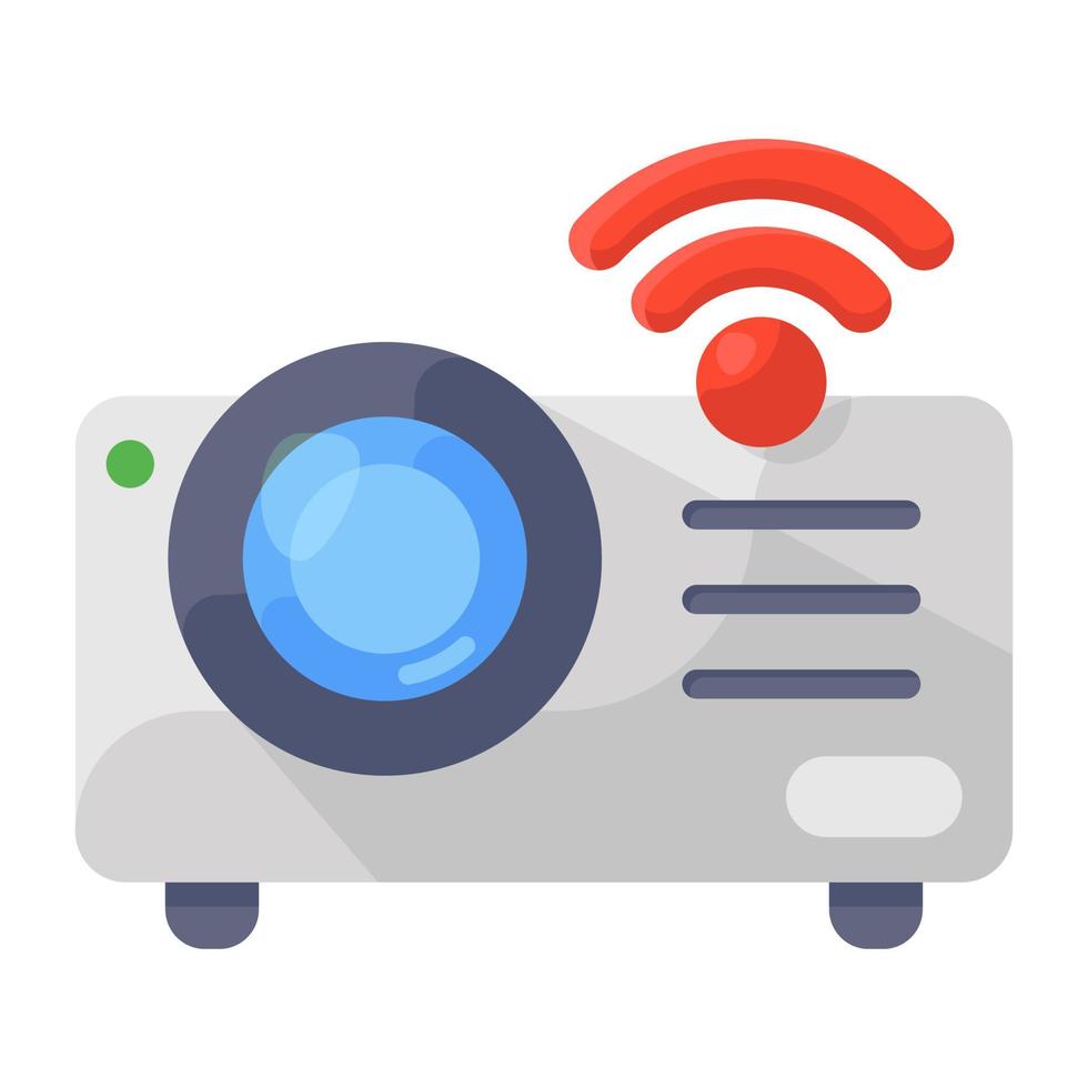 Electronic projector with signals, concept of smart projector icon vector