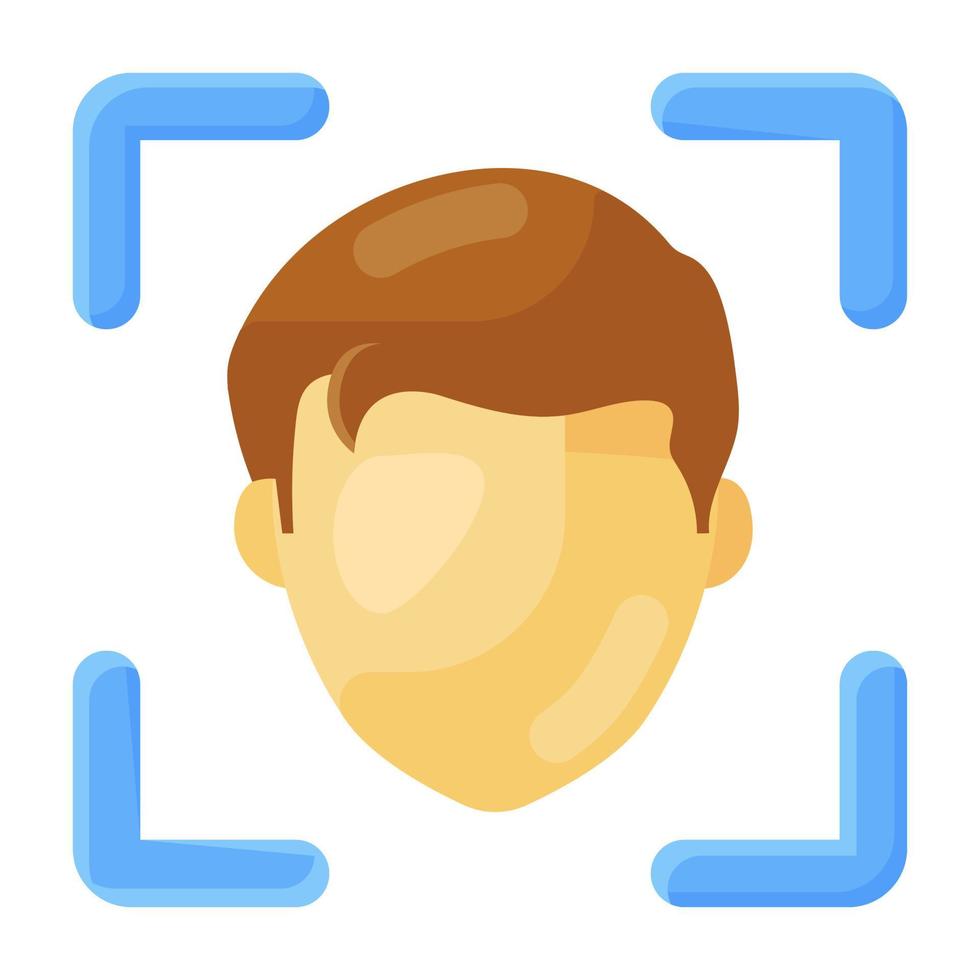 Icon of facial recognition in flat design, face scanning vector