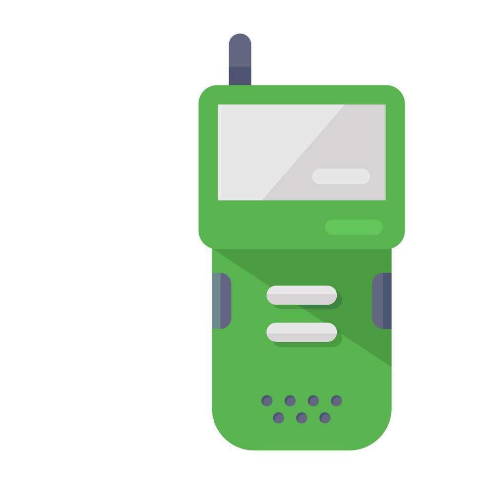 A vintage mobile having button, walkie talkie icon in flat design vector