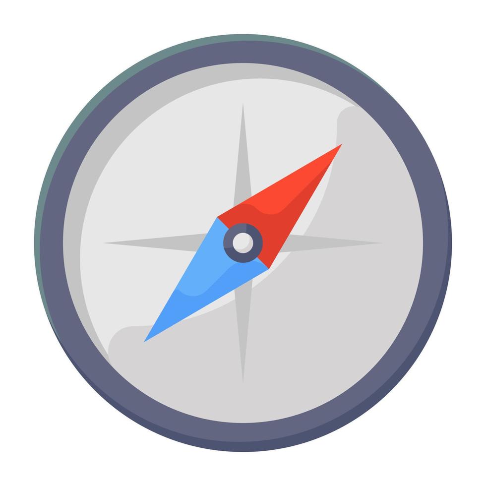 Directional geographical tool known as compass, flat icon design vector