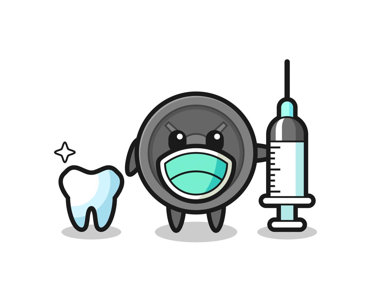 personaje mascota de placa de barra como dentista vector