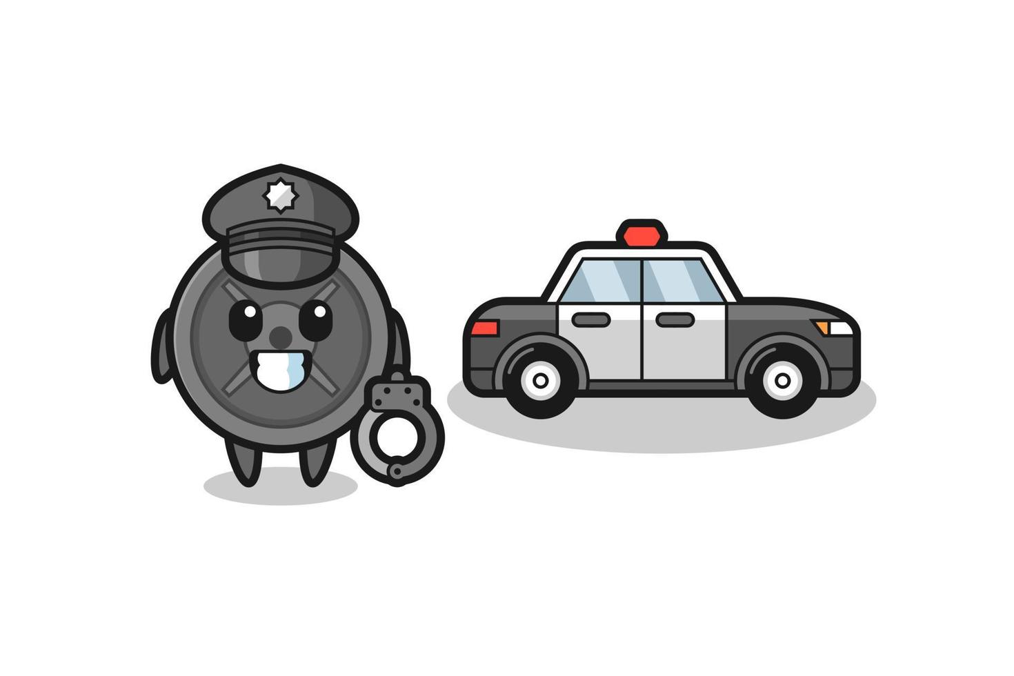 mascota de dibujos animados de placa de barra como policía vector