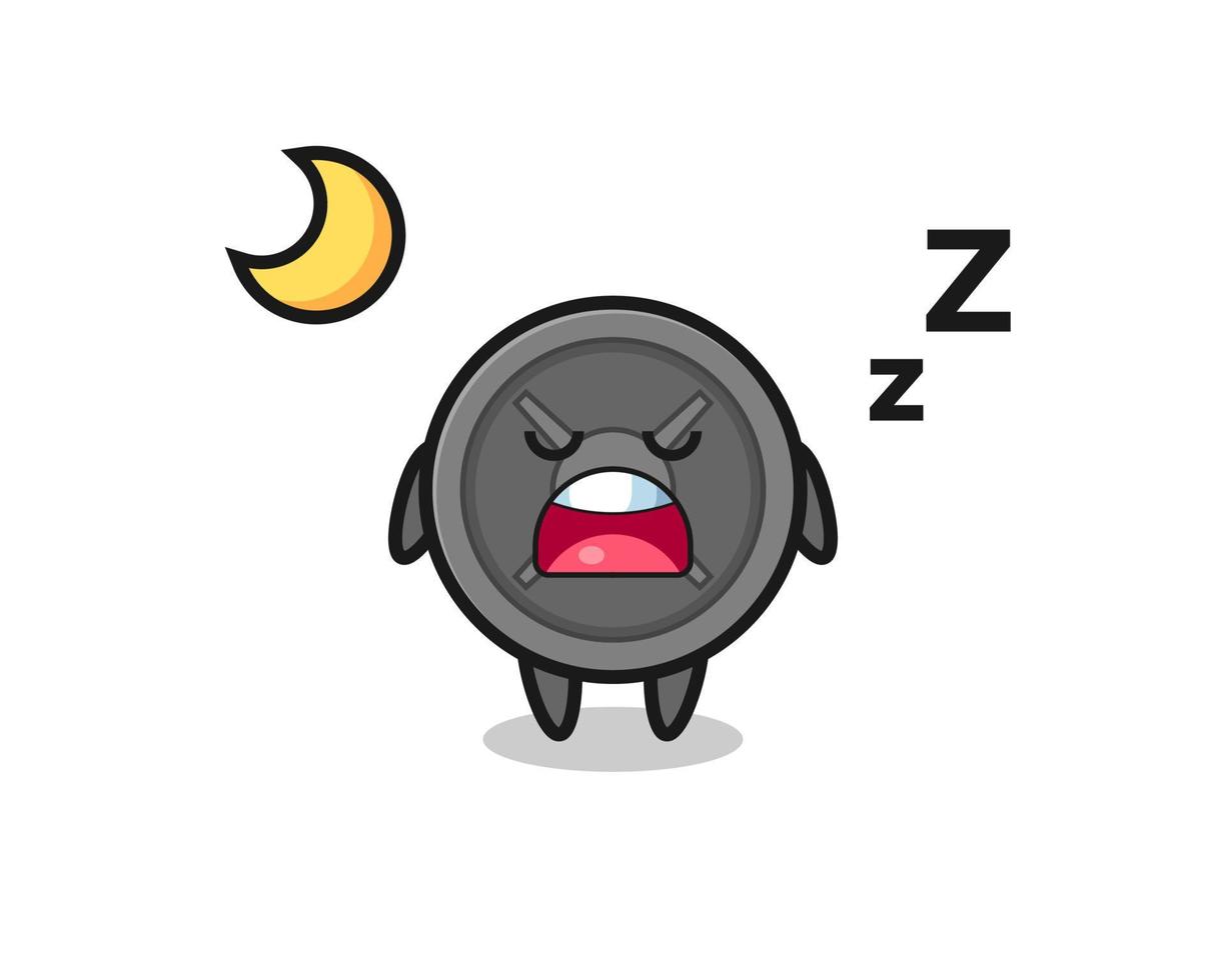 barbell plate character illustration sleeping at night vector