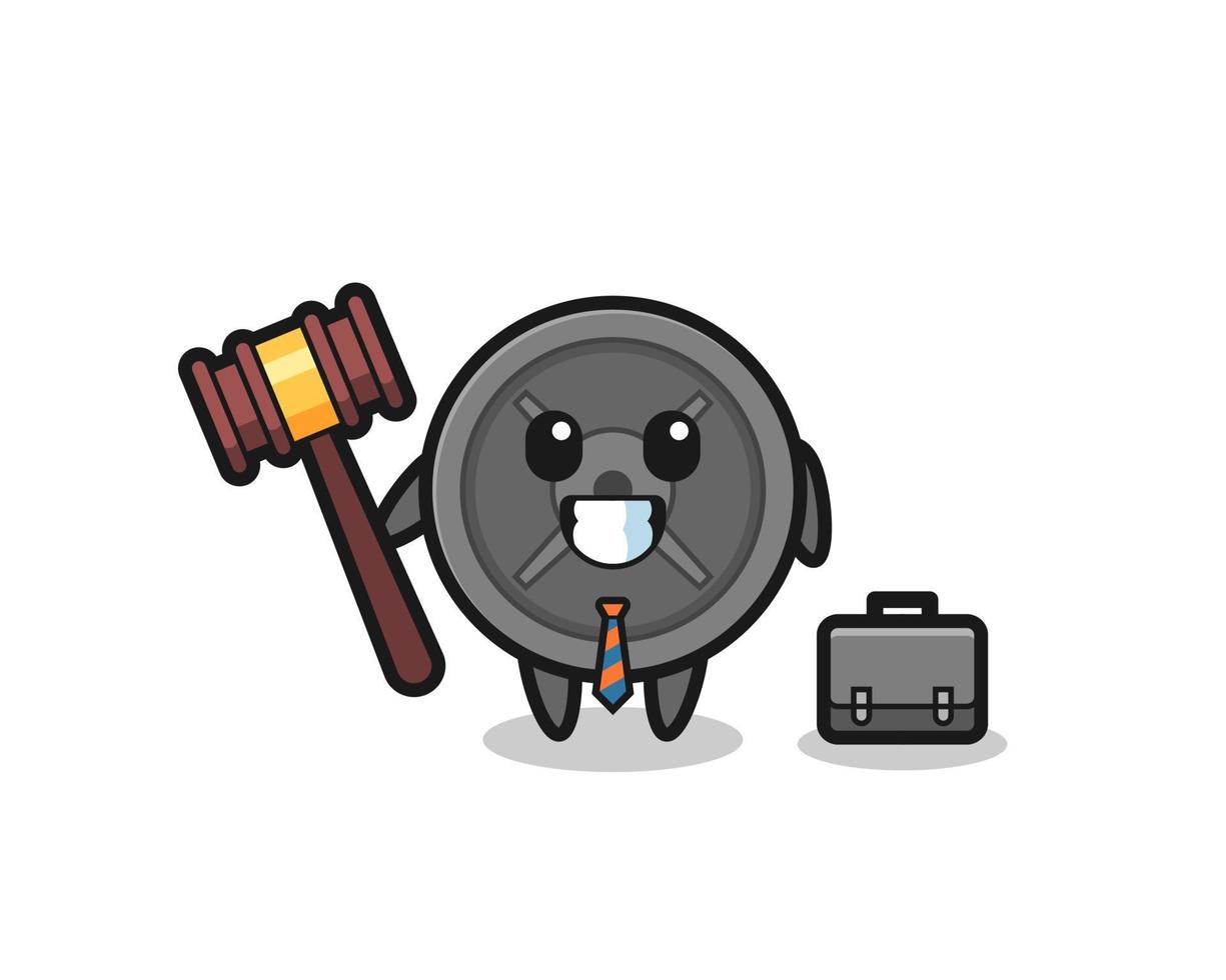 Illustration of barbell plate mascot as a lawyer vector