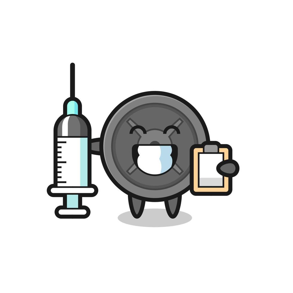 Mascot Illustration of barbell plate as a doctor vector