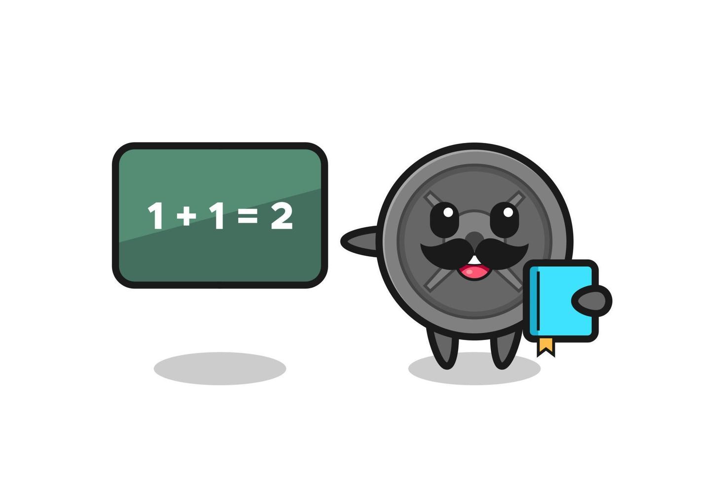Illustration of barbell plate character as a teacher vector