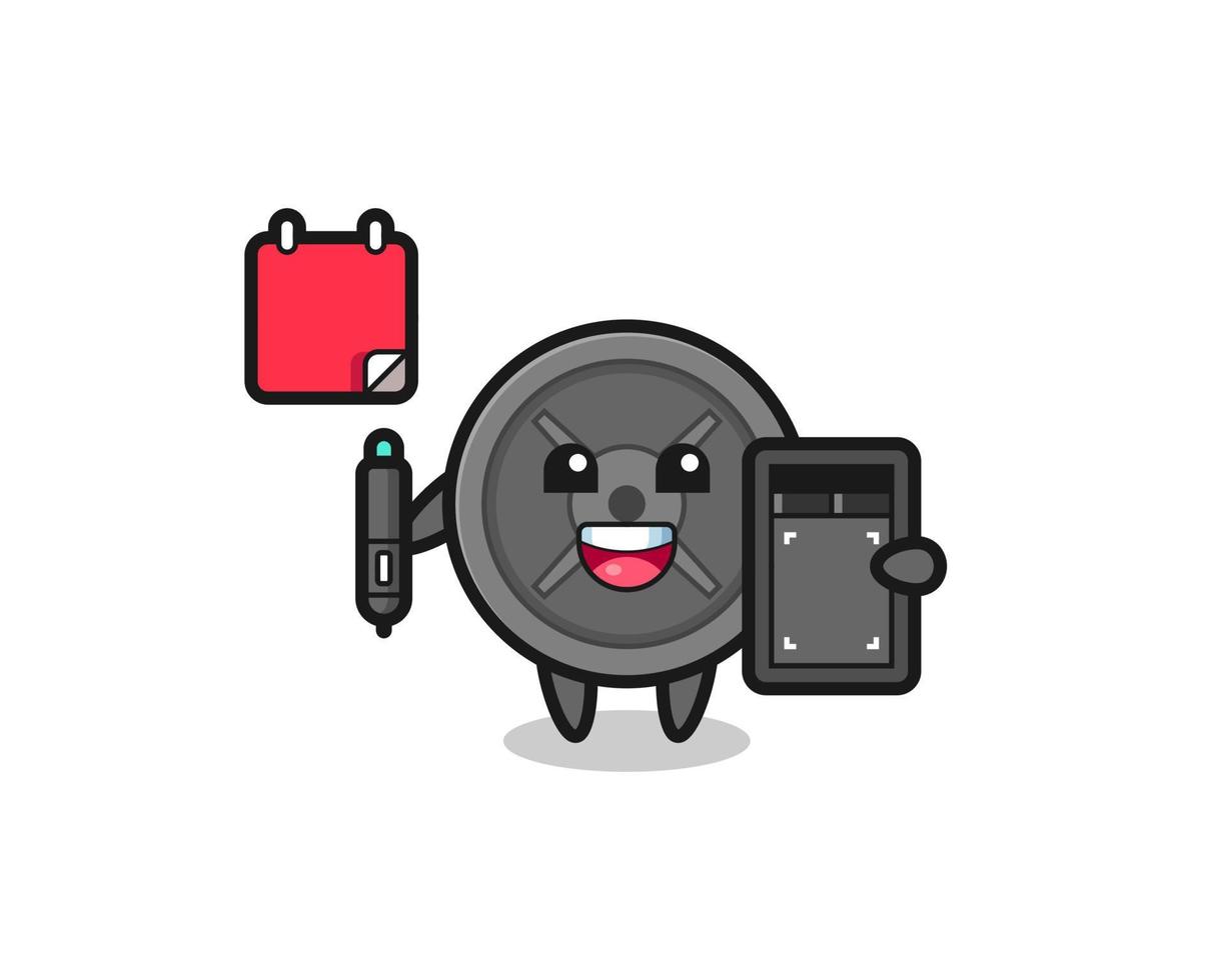 Illustration of barbell plate mascot as a graphic designer vector