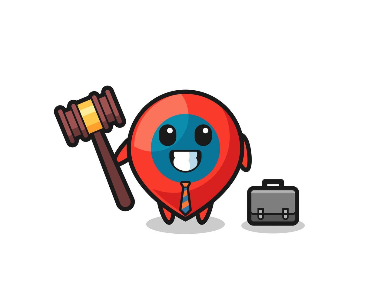 ilustración de la mascota del símbolo de ubicación como abogado vector