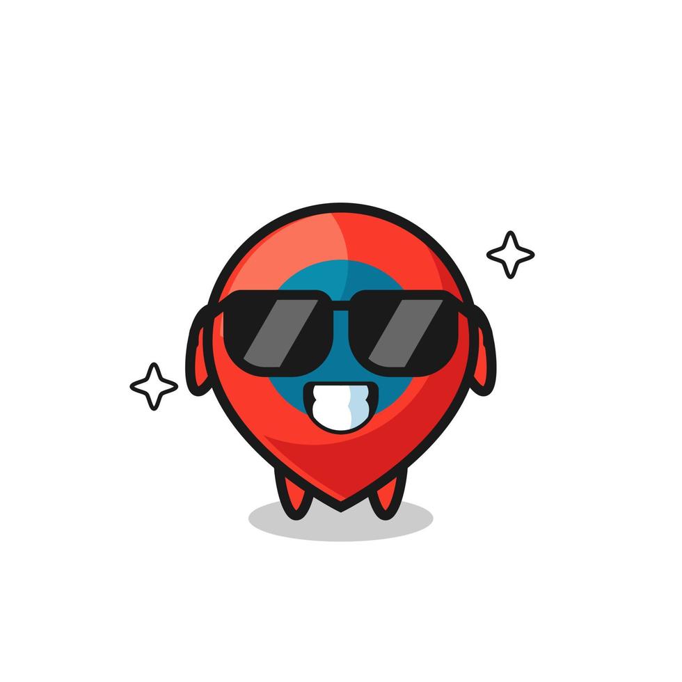 Cartoon mascot of location symbol with cool gesture vector