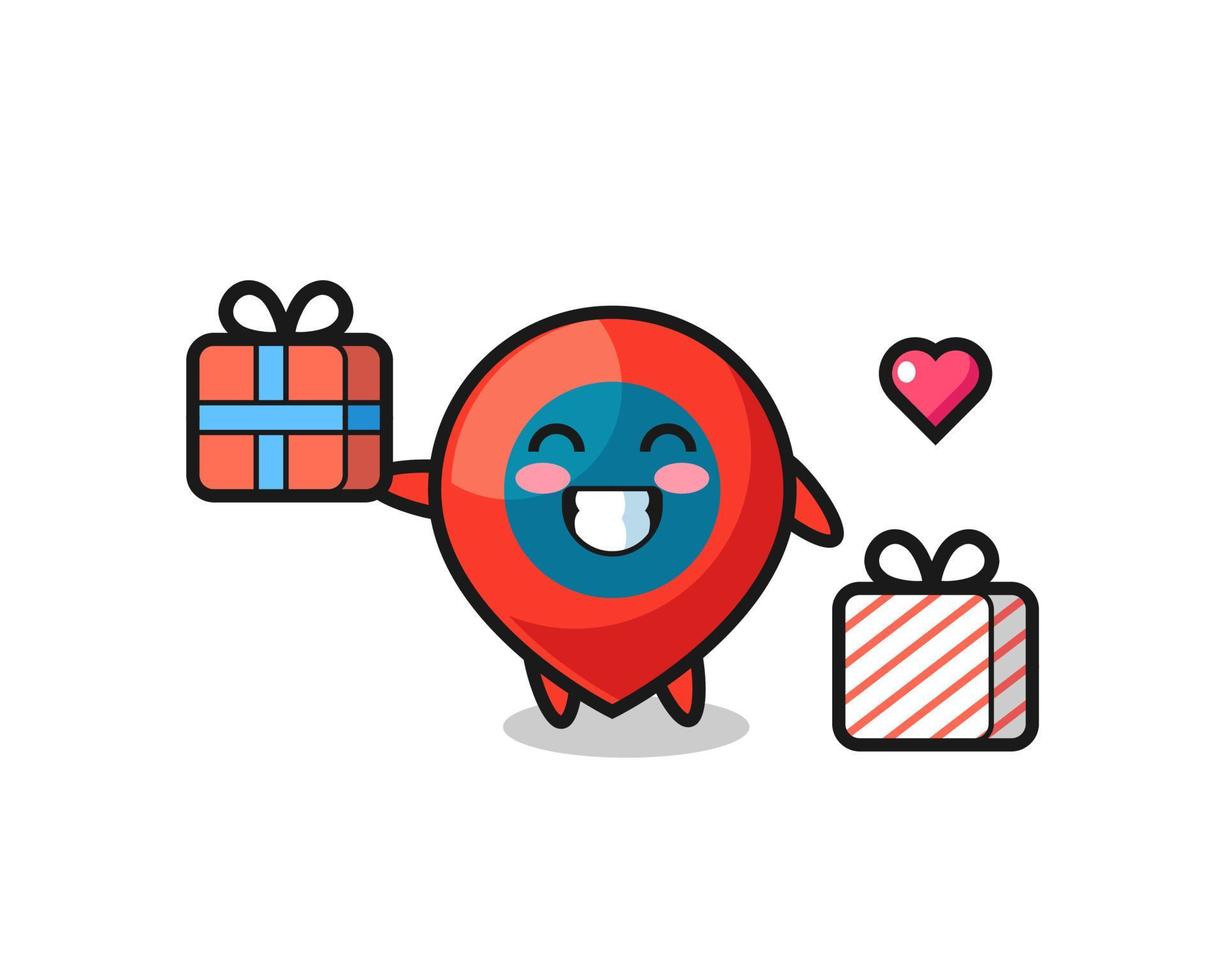 location symbol mascot cartoon giving the gift vector