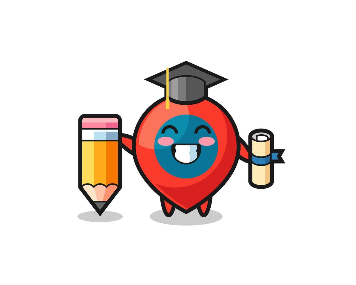 location symbol illustration cartoon is graduation with a giant pencil vector